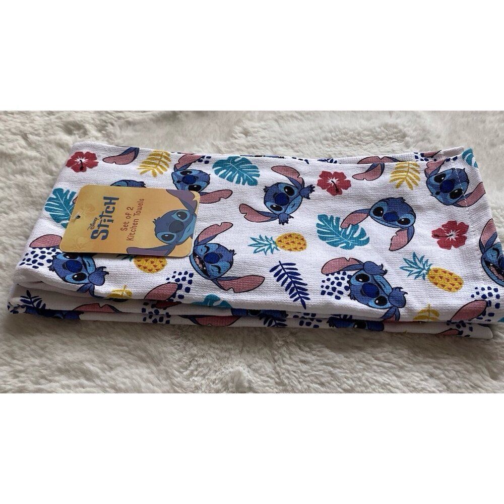 2 Pack Disney Stitch Hand Kitchen Towels Pineapple Hibiscus 16 X 26” NEW - Picture 7 of 11
